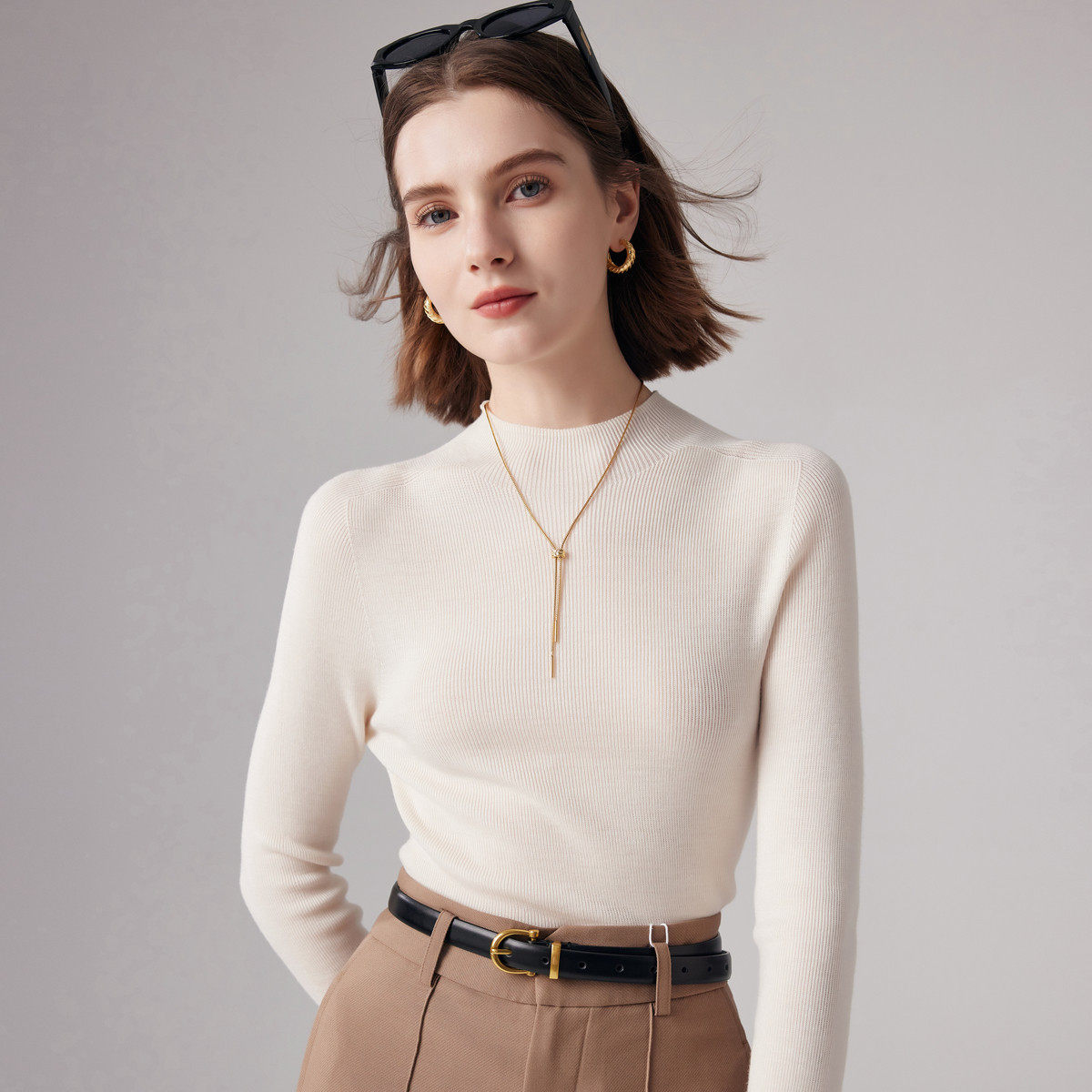 PALUOPO/帕罗【基础款内搭】秋冬精纺修身针织衫ET23233Y