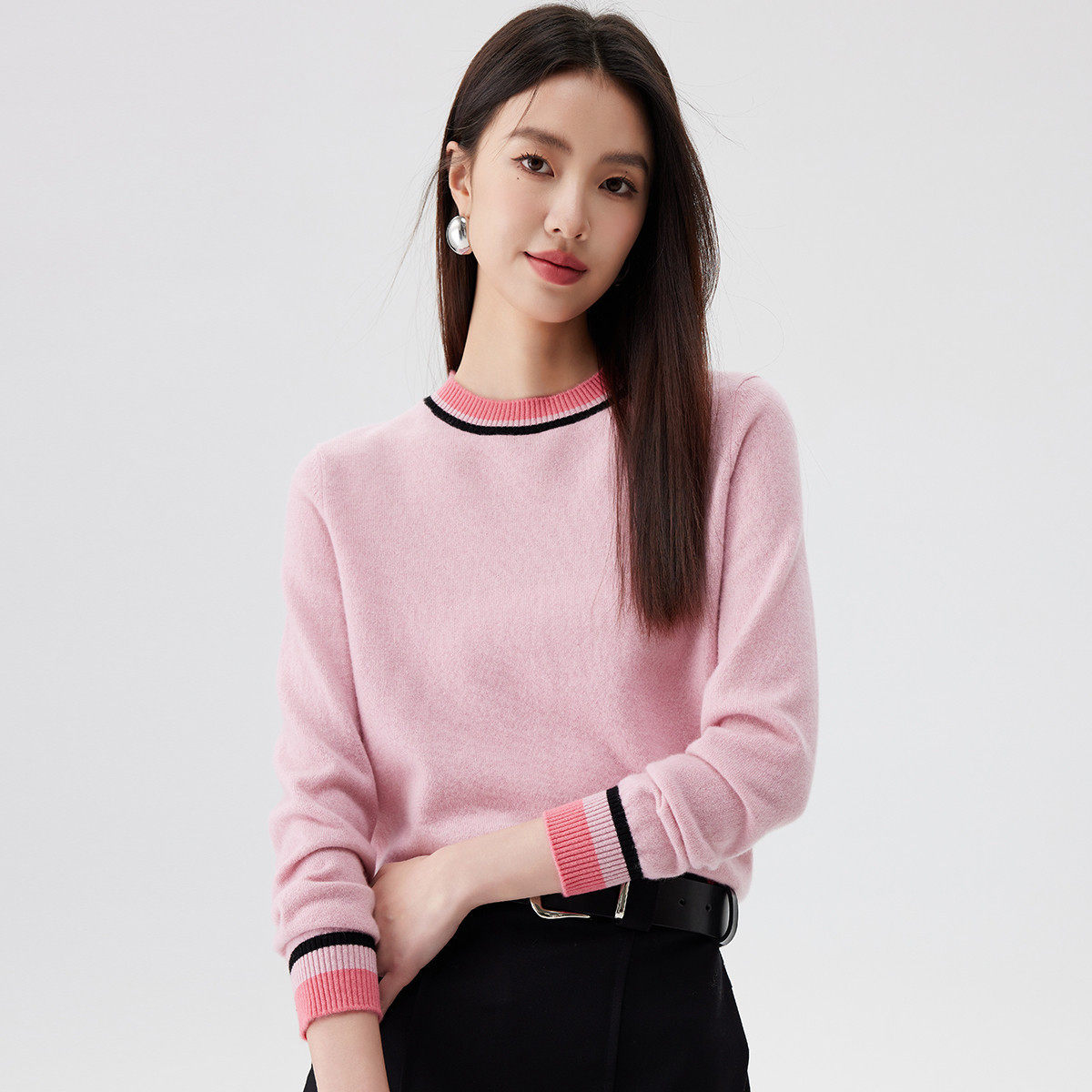 PALUOPO/帕罗山羊绒圆领女衫ET23900R-A