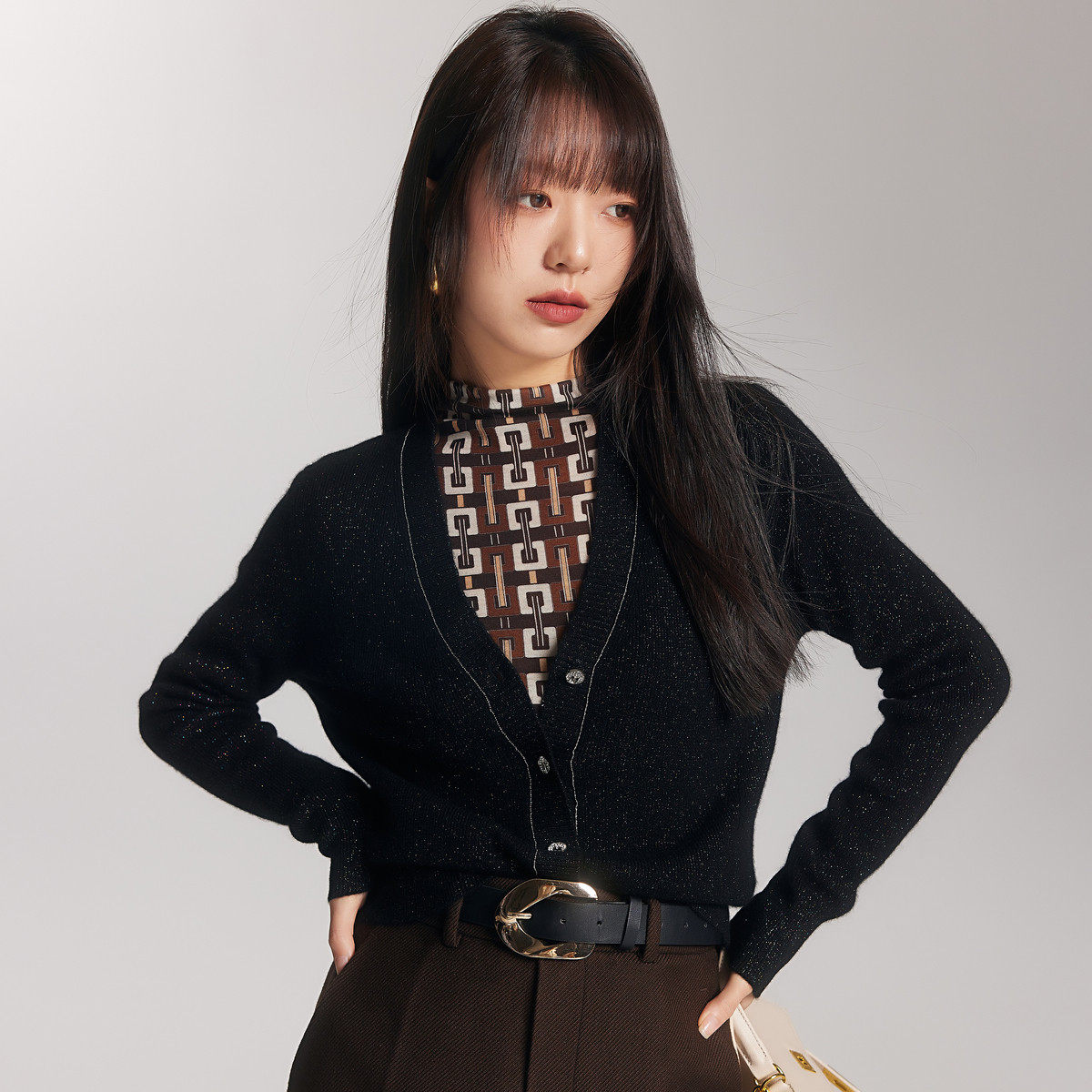 PALUOPO/帕罗山羊绒V领女开衫ET22209R-C