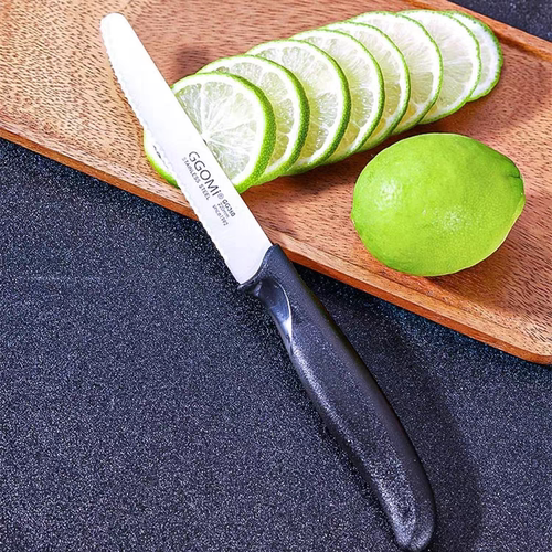 调酒师柠檬橙子装饰物切片刀不锈钢锯齿刀喷油削皮刀