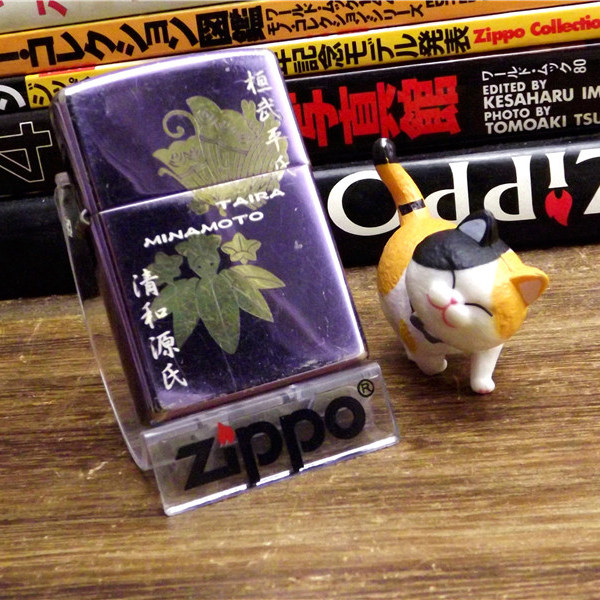 二手Zippo05年紫冰描金日版平凉贵族族徽正品美国防风打火机原装
