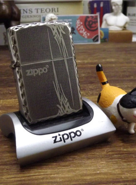 二手Zippo13年黑冰锁边兰草原装正品打火机防风美国进口