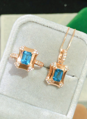 纯天然伦敦蓝蓝托帕石吊坠神秘梦幻紫晶体干净水润925纯银镶嵌