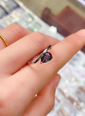 变色宝石皇家亚历山大变石金绿宝石粉熔石椭圆形草黄麦黄戒指水滴