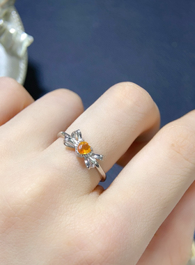 纯天然黄蓝宝戒指出货5A级宝石尺寸4*4mm925银精工镶嵌