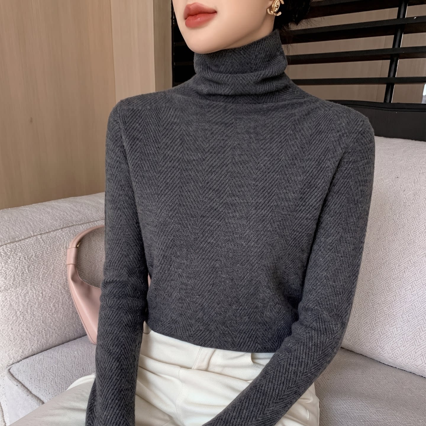 堆堆领针织衫女套头毛衣2026毛针织衫