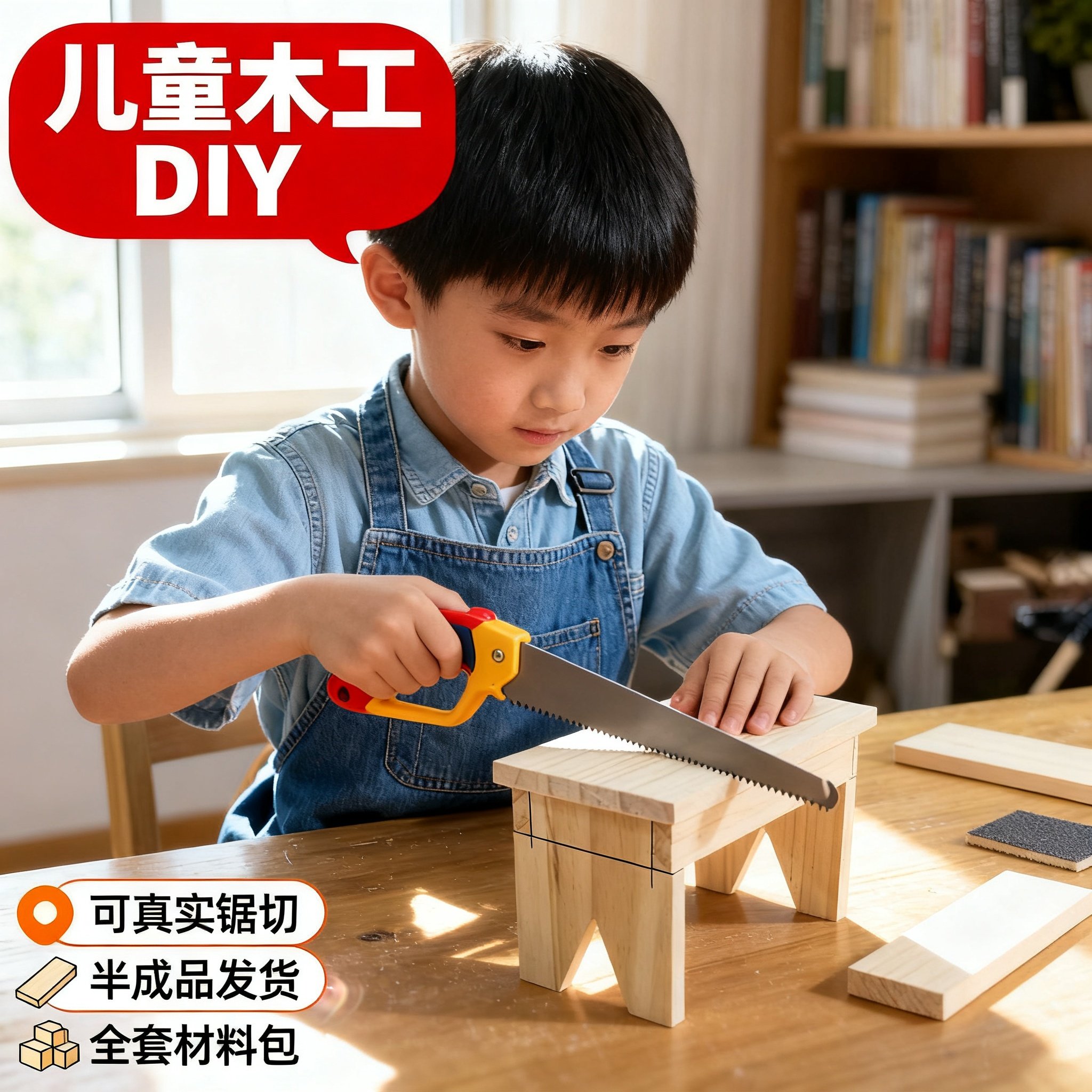 手工制作凳子幼儿园儿童木工凳子实木凳子手工制作凳子劳技课材料