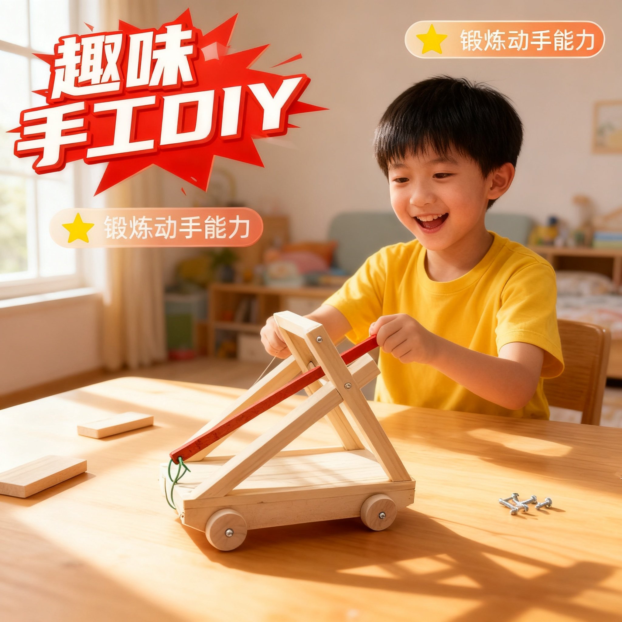 小学生劳动技术课投石器投石战车儿童diy手工实验材料实木材料包