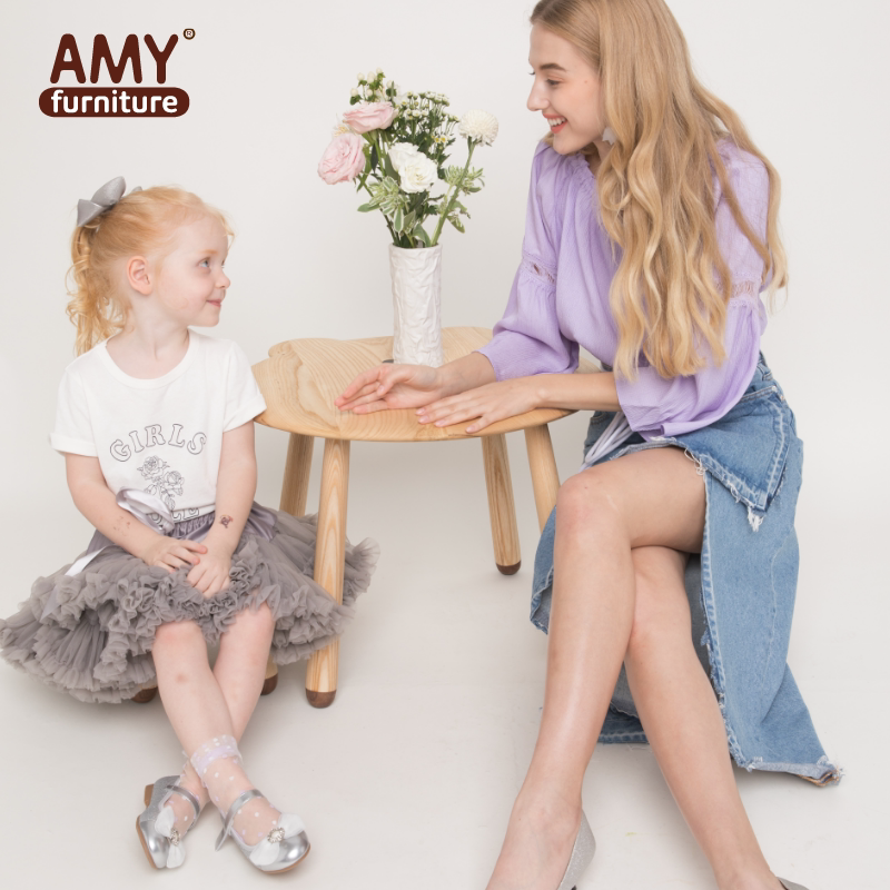 AMY家具榏镁木蜡油宝宝 游戏桌椅微笑熊可爱儿童桌实木书桌学习桌