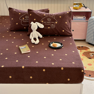 2026新款 床笠三件套秋冬蓄热保暖1.5m绒床垫保护套子 羊咩绒刺绣款