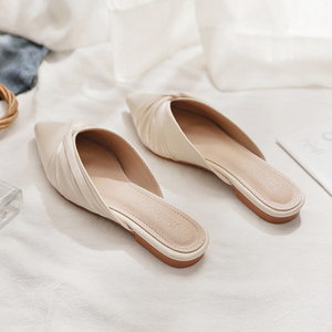 2023年夏季新款网红无后跟懒人鞋尖头平底孕妇包头半拖鞋女鞋外穿