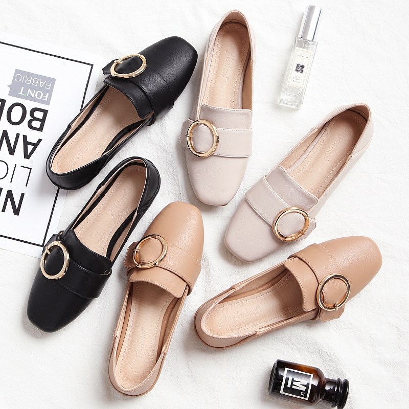 金祝华 乐福鞋女英伦风一脚蹬复古小皮鞋两穿平底豆豆鞋单鞋女鞋|msdalam kategori Kasut wanita, kasut rendah - dari Buy2taobao.com untuk memberikan perkhidmatan ejen Taobao profesional membeli