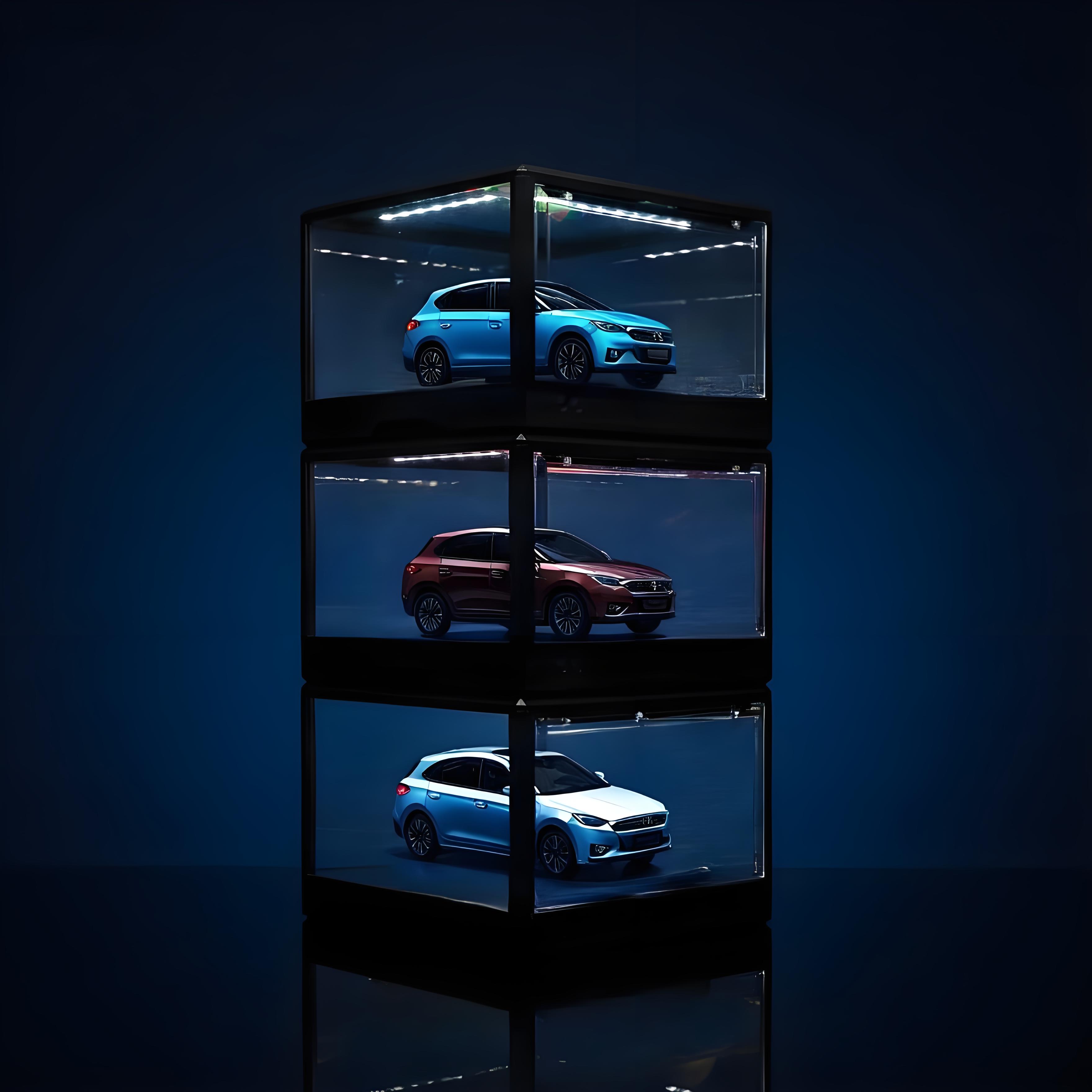 发光旋转1:18车模展示盒大型合金专用成列收纳柜全透明防尘多功能