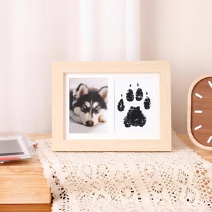 宠物爪印纪念狗狗爪印印泥diy脚印相框猫咪掌印实木照片纪念摆台