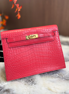 全手工缝制跳舞包进口鳄鱼皮单肩斜挎包双肩包杜鹃红美洲雾面