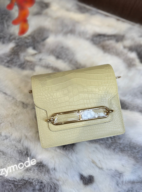 ZZYMODE 蜡线全手缝 猪鼻子包 香草色Y1 美洲鳄鱼皮 单肩斜跨女包