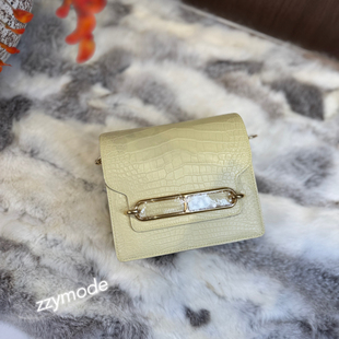 ZZYMODE 蜡线全手缝 猪鼻子包 香草色Y1 美洲鳄鱼皮 单肩斜跨女包