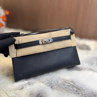 ZZYMODE蜡线全手缝一代凯莉包swift黑色银扣手拿包