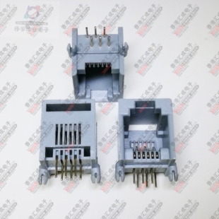 RJ11插座灰色 6P6 RJ12电话插座 6芯水晶头 623PCB -6P6C插座