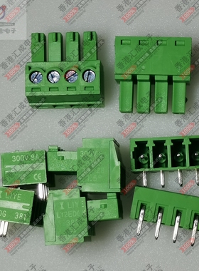 TBP02R1-381-04BE  绿色拔插式连接器3.81mM间距 4P弯脚公母座1套