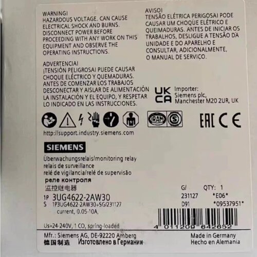 德国全新西门子3UG4622-2AW30