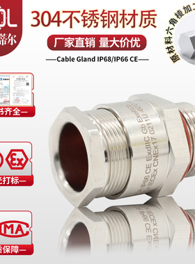 A2F工业防爆不锈钢格兰头 耐高温填料函 铜镀镍电缆密封防水接头