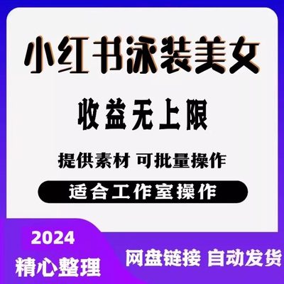 小红书泳装美女男粉变现，收益无上限新商机可矩阵（教程+素材）