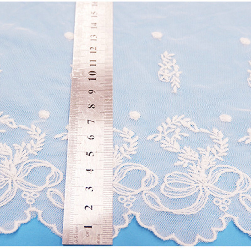 蕾丝刺绣花边童装袖口配饰花朵刺绣条码辅料童装配饰水溶牛奶丝花