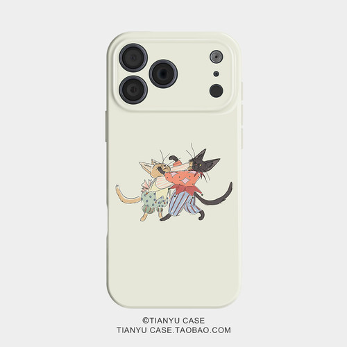 猫咪打闹 简约趣味插画风适用苹果iphone17手机壳华为pura70小米15荣耀x50红米k80小众vivox200新款一加ACE5