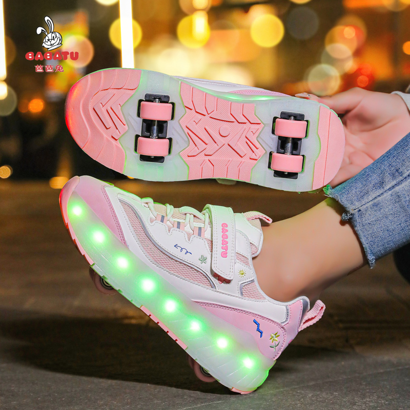 芭芭兔女童双网面透气暴走鞋