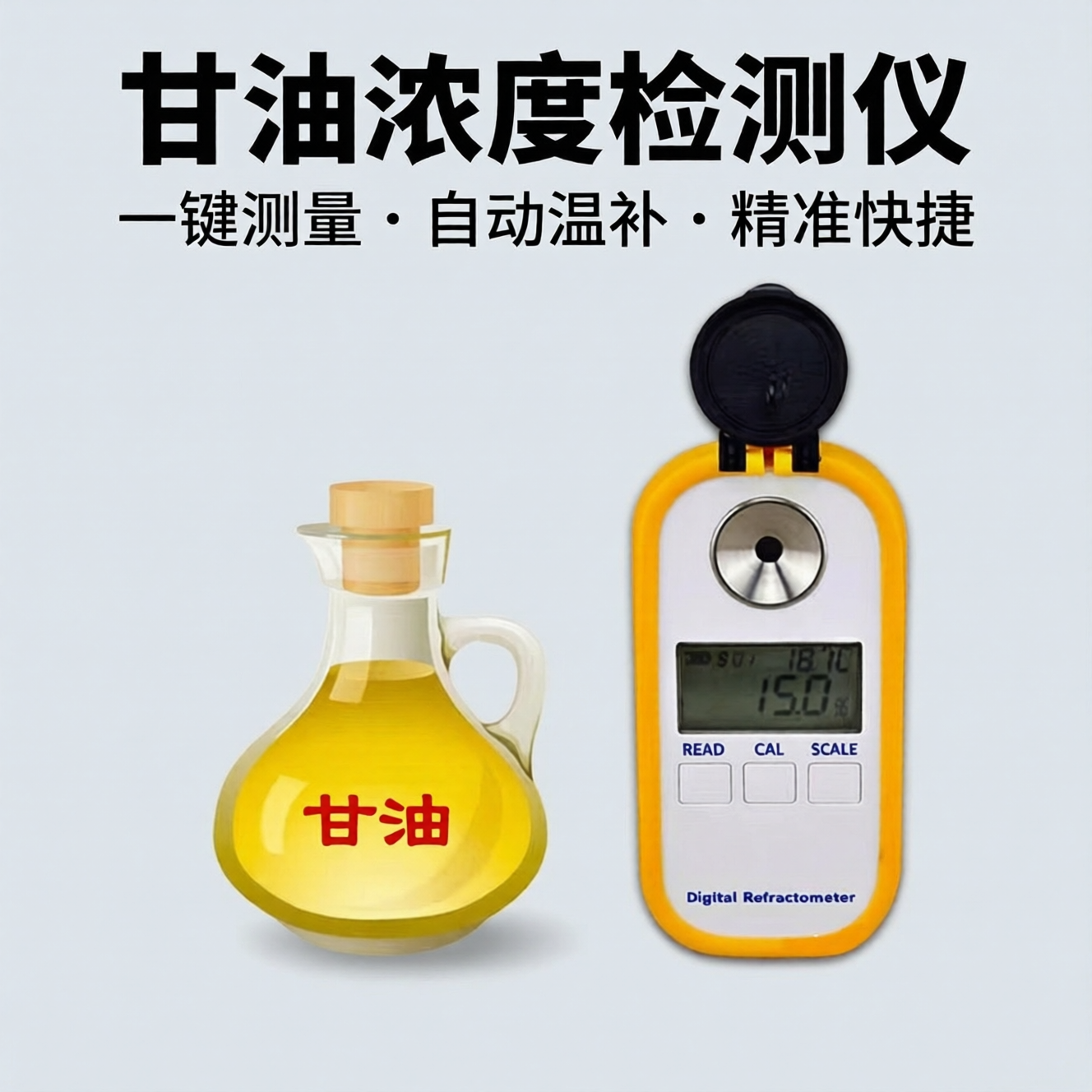 电子甘油浓度测量仪丙三醇溶液含量0-100%检测仪甘油折射仪开发票