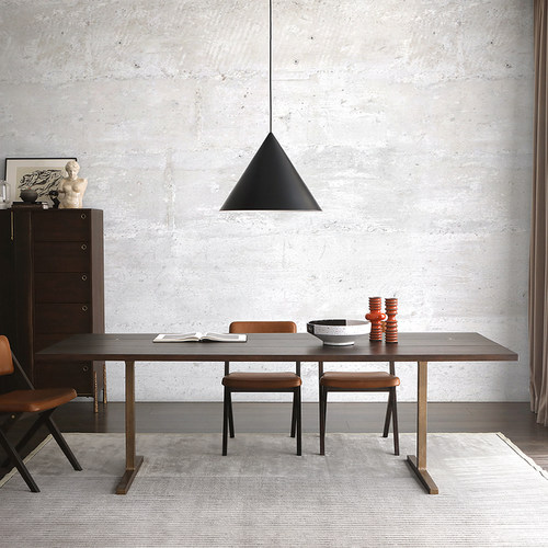 北欧表情复古做旧实木餐桌现代简约长方形餐台家用写字桌办公桌