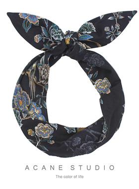 ACANE 黑底喜上枝头新中式复古气质文艺个性打结头宽发带头饰品