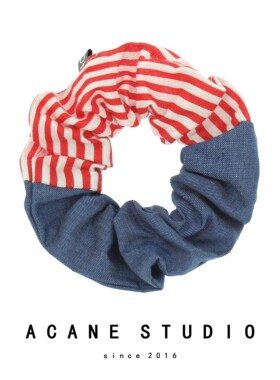 ACANE条纹牛仔拼接撞色时尚韩国日系文艺复古大肠圈发圈绳头饰品