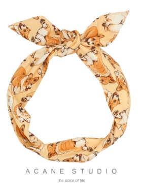 ACANEA可爱柯基文艺复古卡通甜美个性小清新日韩打结宽发带头饰品