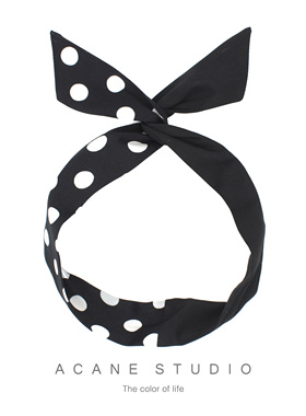 ACANE 波点撞色黑色个性文艺复古可爱清新日韩兔耳朵发带箍头饰品