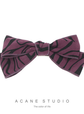 ACANE斑马纹个性复古甜美气质小清新文艺韩国日系蝴蝶结弹簧发夹