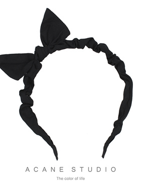 ACANE 纯色黑色个性复古小清新气质文艺欧美小蝴蝶结堆折发箍卡
