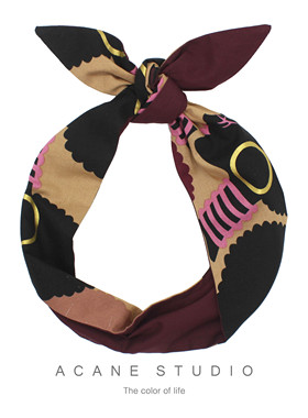 ACANE 美拉德色系紫红黑女郎个性复古气质异域风情超宽双面发带箍