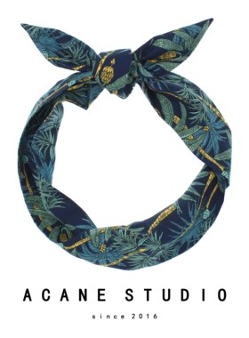 ACANE 藏蓝底香蕉树度假风文艺复古个性欧美超宽铁丝发带箍头饰品
