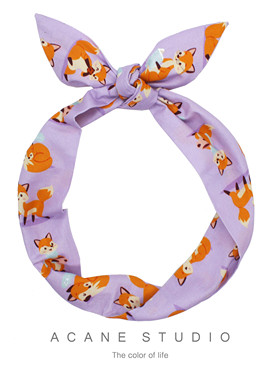 ACANE 浅紫色小狐狸可爱甜美文艺复古日韩小清新打结宽发带头饰品