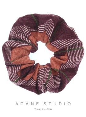 ACANE酒红色几何灯芯绒复古文艺气质秋冬款韩国日系大肠发圈头饰