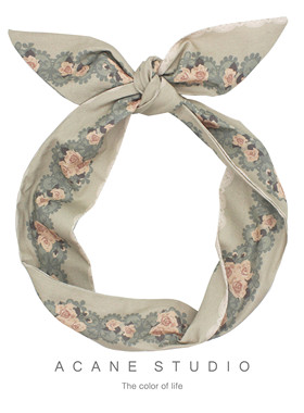ACANE 豆绿复古玫瑰花文艺气质小清新日系韩国打结铁丝宽发带头饰