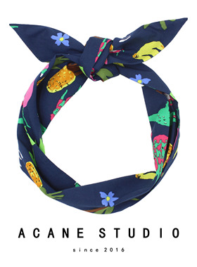 ACANE 热带风动物印花复古可爱超萌日韩国兔耳朵打结宽发带头饰品