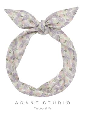 ACANE 粉紫色玫瑰花文艺复古气质超仙小清新打结碎花发带箍头饰品