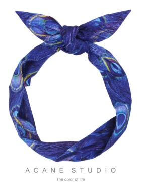 ACANE 蓝色孔雀羽毛复古气质文艺度假休闲民族风个性宽发带头饰品