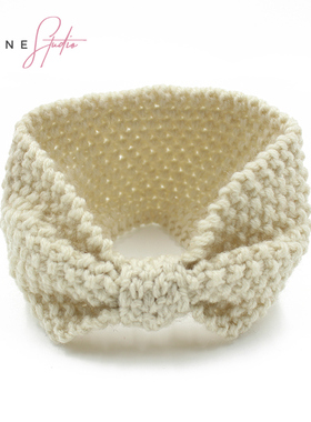 韩国日系 秋冬季复古气质纯色超宽针织毛线中间打结百搭发带发箍