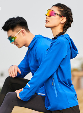 秋冬跑步外套男女骑行运动防风夹克户外反光长袖速干衣健身训练服