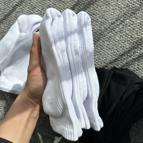 男士春夏季黑白中长筒袜