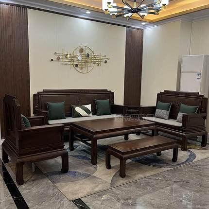 堡卡罗仿古新中式红木沙发金花梨木客厅组合雕花全实木小户型家具